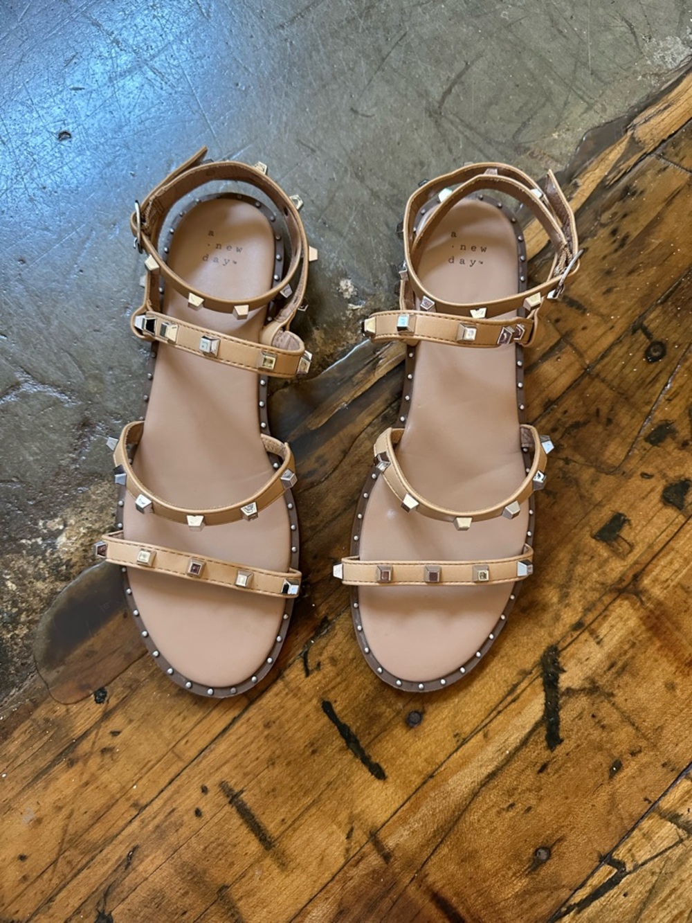 a new day Tan Studded Gladiator Sandals